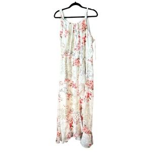 NY Collection Floral Dress Size 2X Ivory Pink Green
